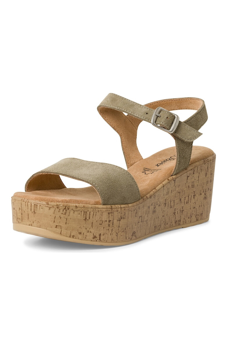 s.Oliver Sandale din piele intoarsa cu talpa wedge - Pled.ro