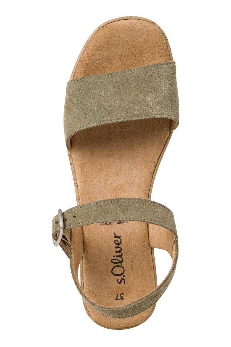 s.Oliver Sandale din piele intoarsa cu talpa wedge - Pled.ro