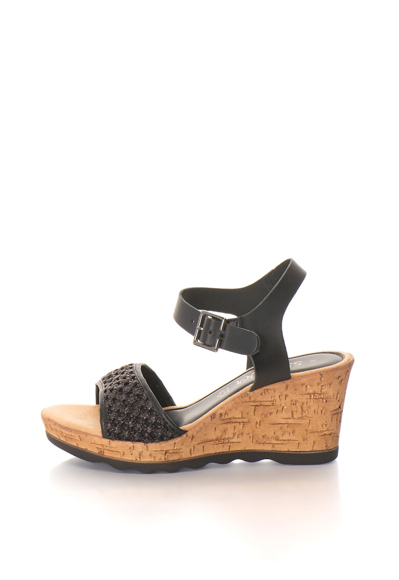 s.Oliver Sandale wedge cu garnituri din piele - Pled.ro