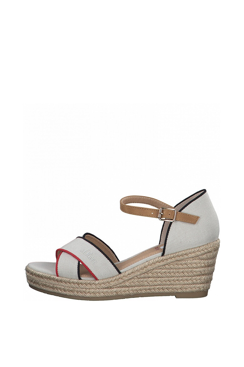 s.Oliver Sandale wedge tip espadrile de piele ecologica si panza - Pled.ro