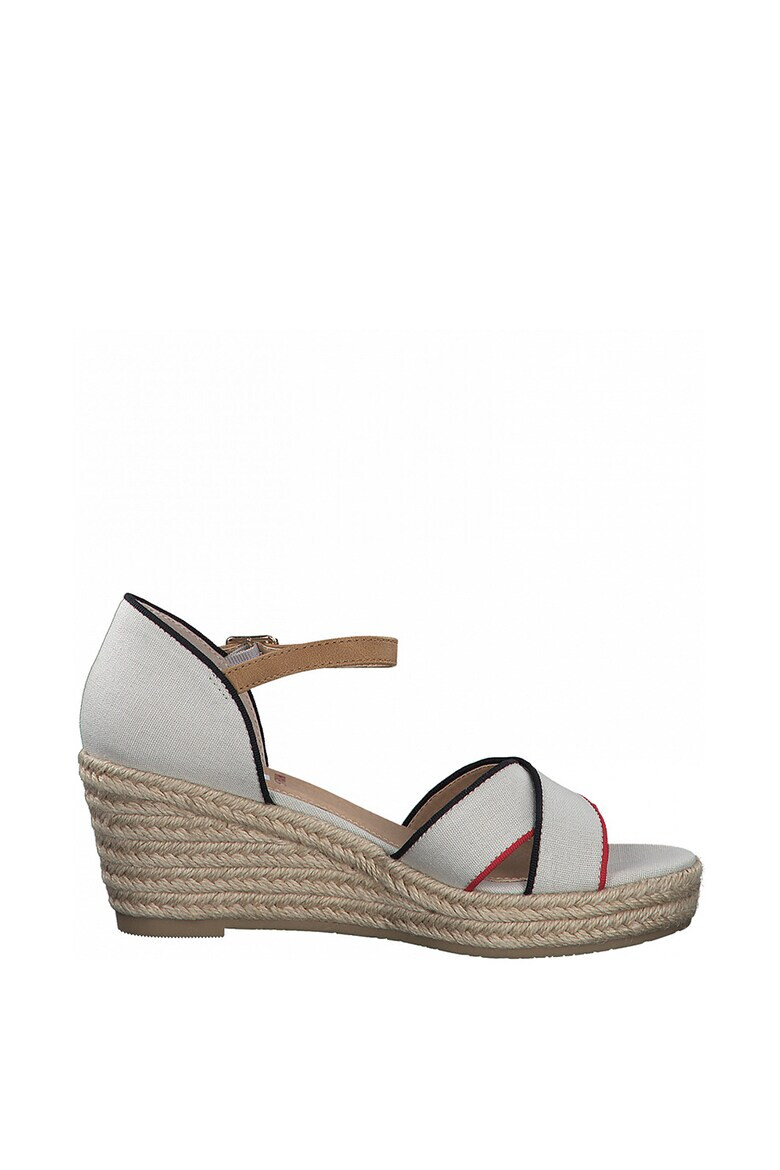 s.Oliver Sandale wedge tip espadrile de piele ecologica si panza - Pled.ro