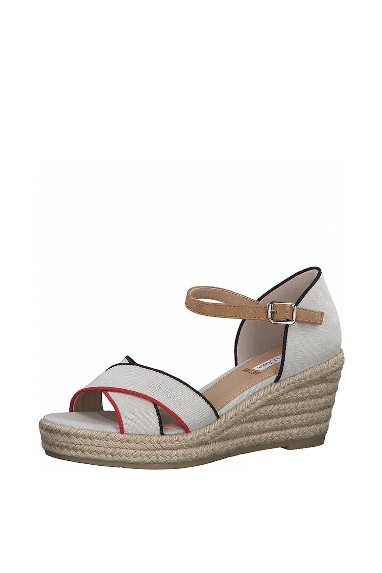 s.Oliver Sandale wedge tip espadrile de piele ecologica si panza - Pled.ro