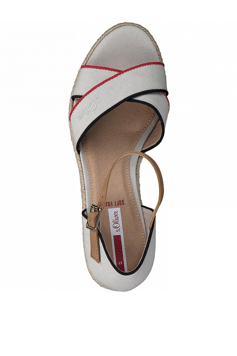 s.Oliver Sandale wedge tip espadrile de piele ecologica si panza - Pled.ro