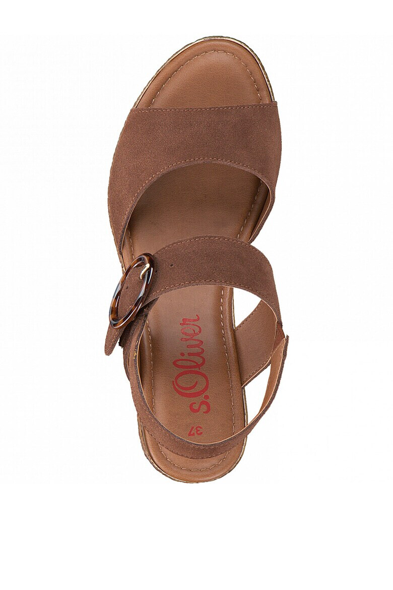 s.Oliver Sandale wedge tip espadrile de piele intoarsa - Pled.ro