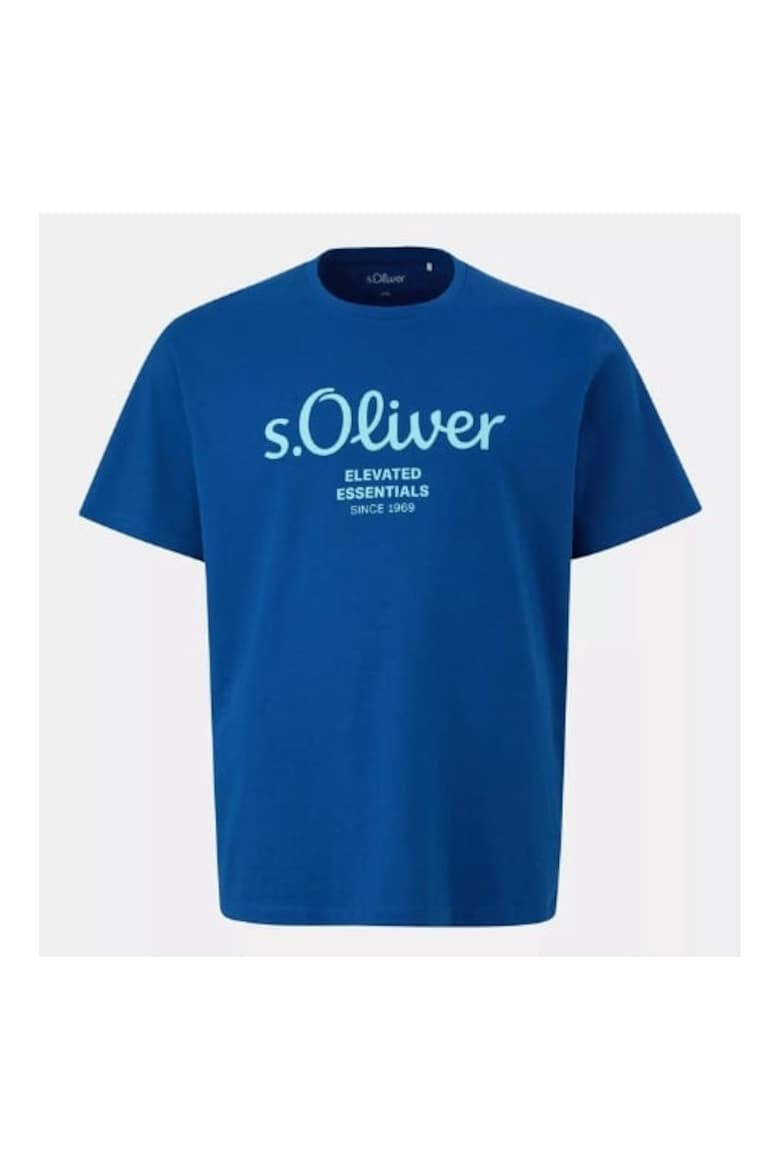 s.Oliver Tricou barbati big size cu imprimeu cu logo si croiala Regular fit albastru inchis - Pled.ro