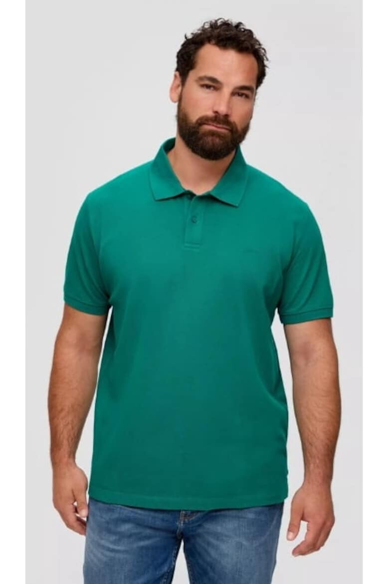 s.Oliver Tricou polo barbati big size cu logo brodat si croiala Regular fit verde inchis - Pled.ro