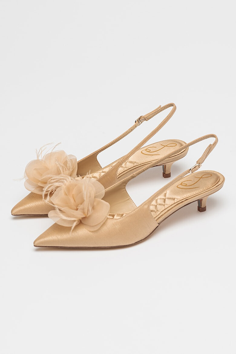 Sam Edelman Pantofi din satin cu varf ascutit si aplicatie in forma de floare Faye - Pled.ro