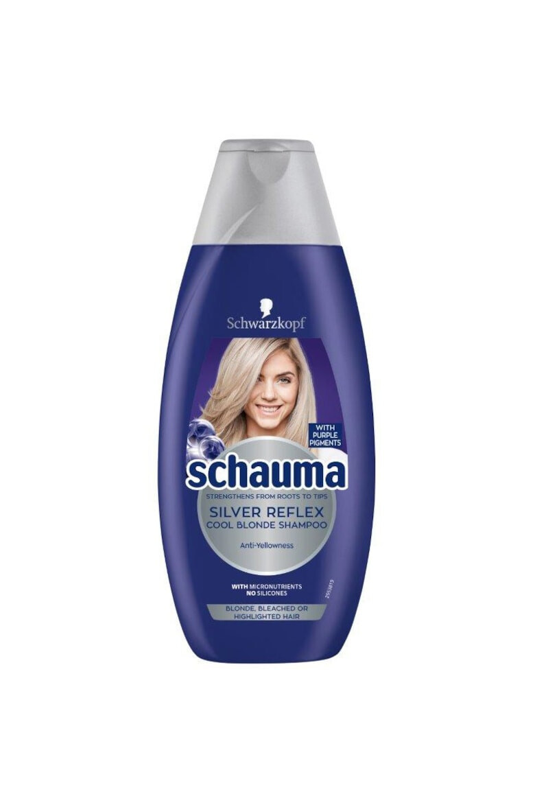 Schauma Sampon cu pigmenti violet Silver Reflex pentru par grizonat alb sau vopsit blond 400 ml - Pled.ro