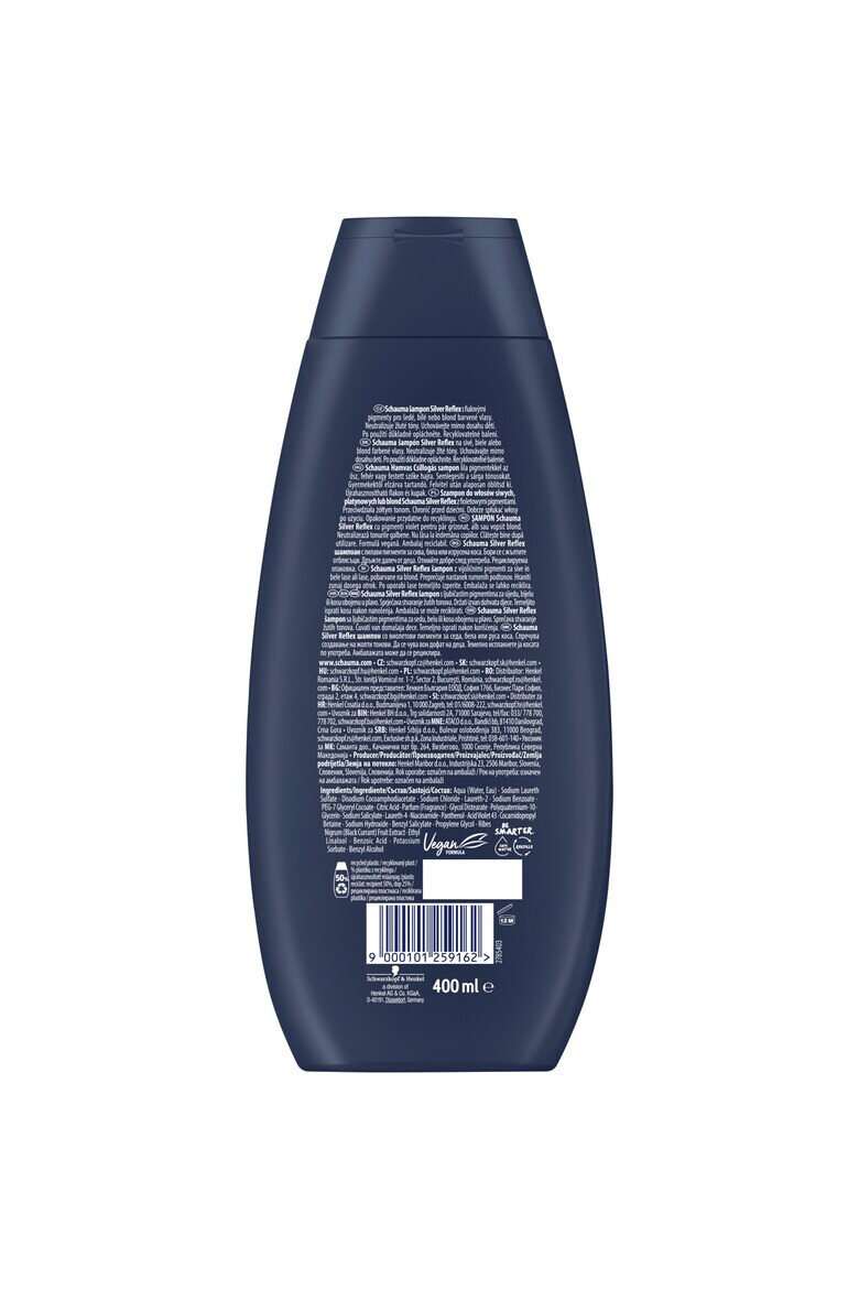 Schauma Sampon cu pigmenti violet Silver Reflex pentru par grizonat alb sau vopsit blond 400 ml - Pled.ro