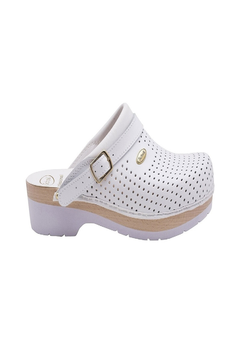 Scholl Saboti dama Clog Supercomfort piele naturala alb - Pled.ro