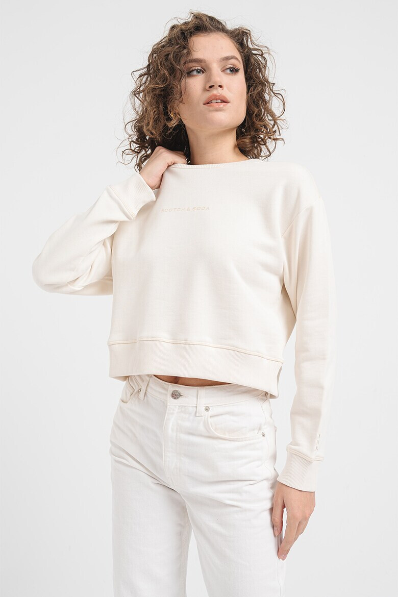 Scotch & Soda Bluza sport crop de bumbac cu decolteu la baza gatului - Pled.ro