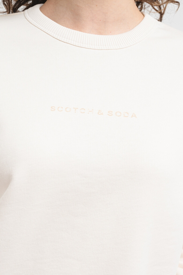 Scotch & Soda Bluza sport crop de bumbac cu decolteu la baza gatului - Pled.ro