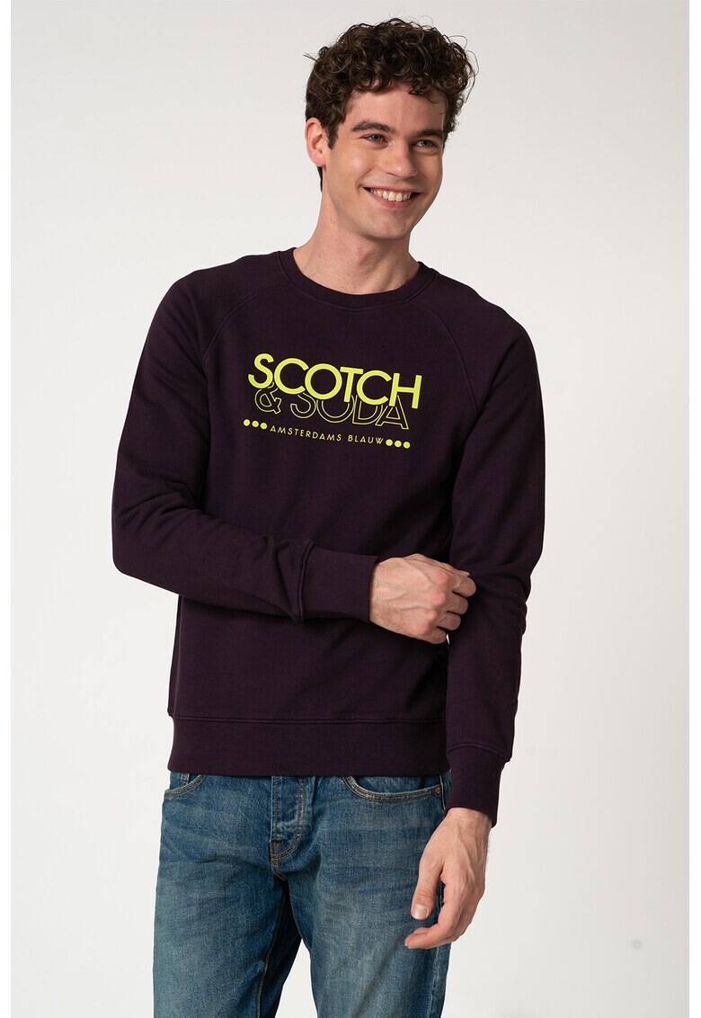 Scotch & Soda Bluza sport cu decolteu la baza gatului si aplicatie logo - Pled.ro