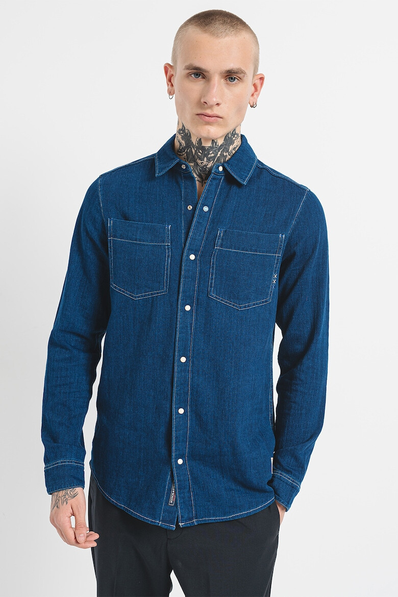 Scotch & Soda Camasa de denim cu cusaturi contrastante - Pled.ro