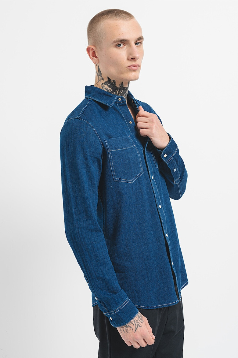 Scotch & Soda Camasa de denim cu cusaturi contrastante - Pled.ro