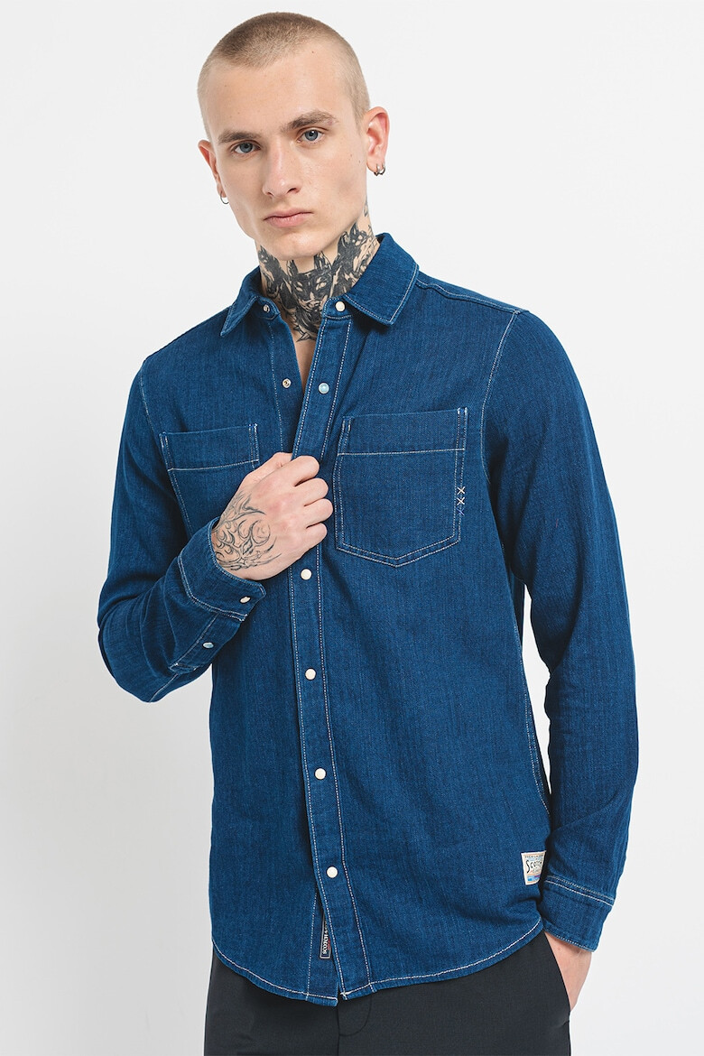 Scotch & Soda Camasa de denim cu cusaturi contrastante - Pled.ro