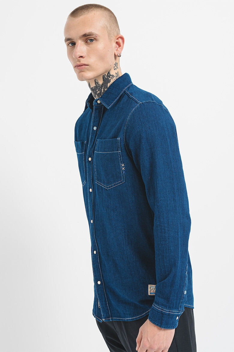 Scotch & Soda Camasa de denim cu cusaturi contrastante - Pled.ro