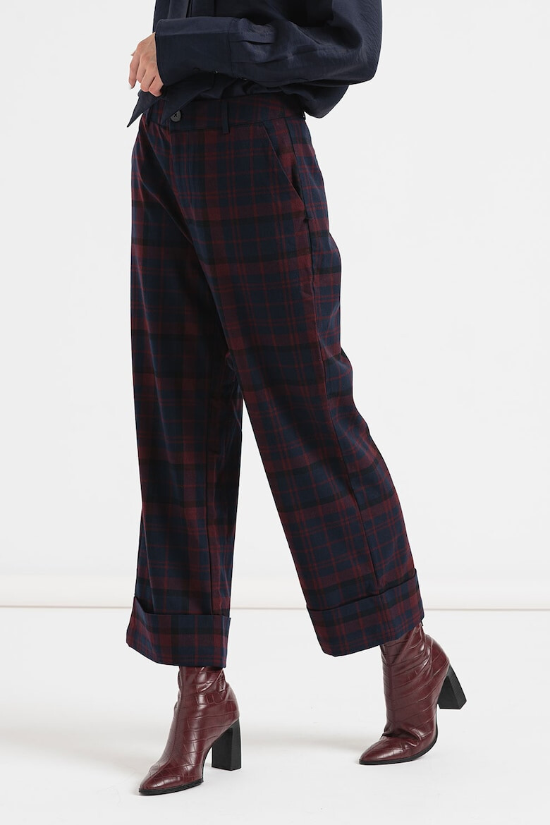 Scotch & Soda Pantaloni crop eleganti cu model in carouri - Pled.ro