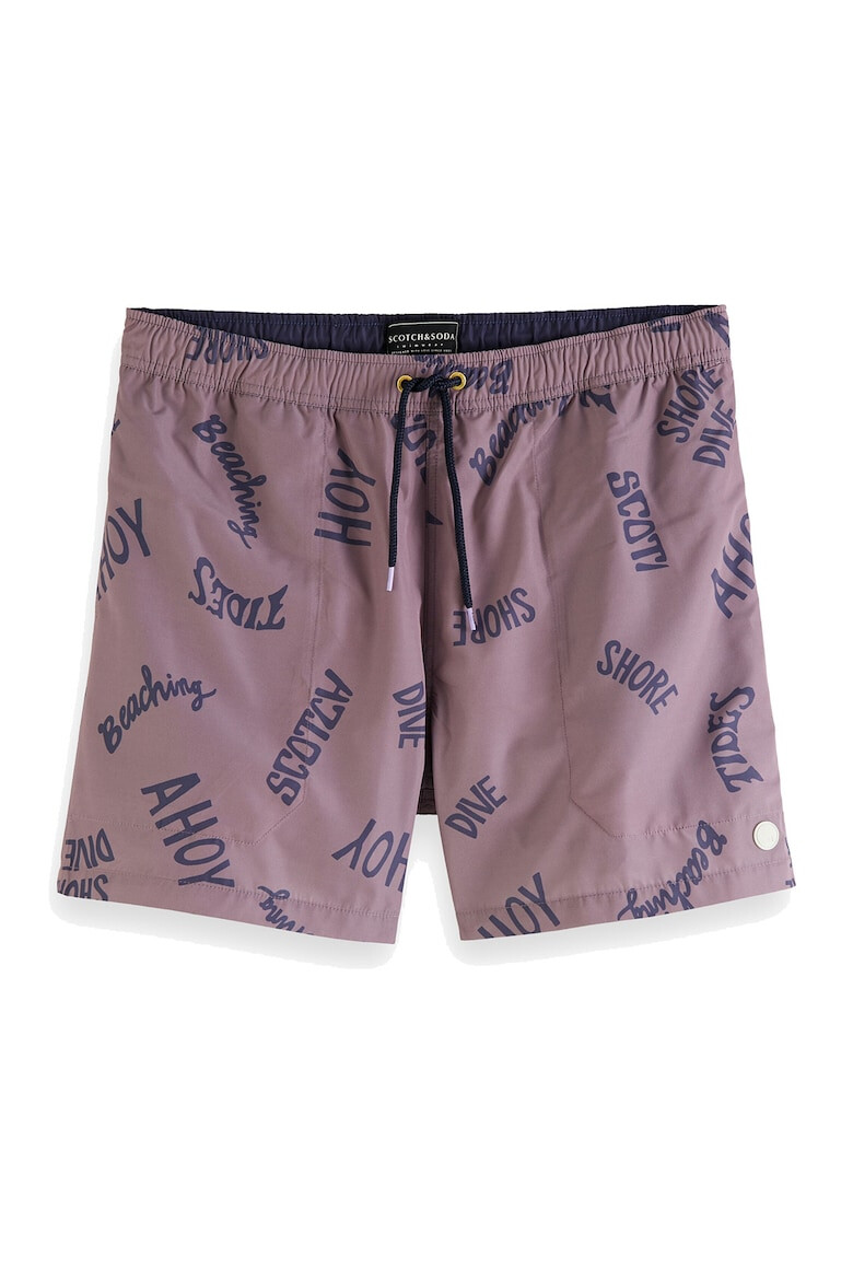 Scotch & Soda Pantaloni scurti de baie cu imprimeu text - Pled.ro