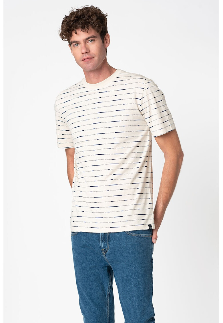 Scotch & Soda Tricou cu decolteu la baza gatului si dungi - Pled.ro