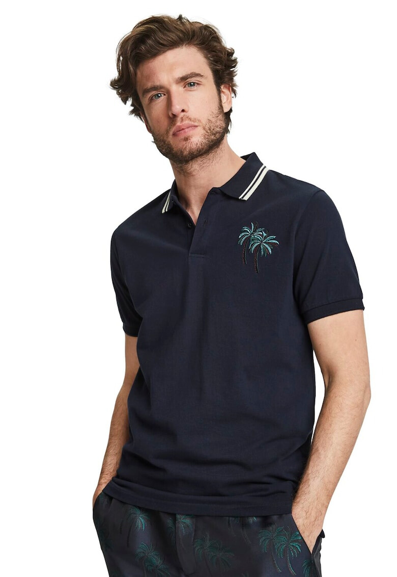 Scotch & Soda Tricou polo de bumbac cu detaliu grafic pe piept - Pled.ro