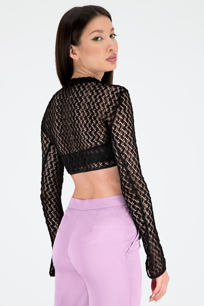 SEKTA Bluza crop de dantela cu insertii cu paiete - Pled.ro