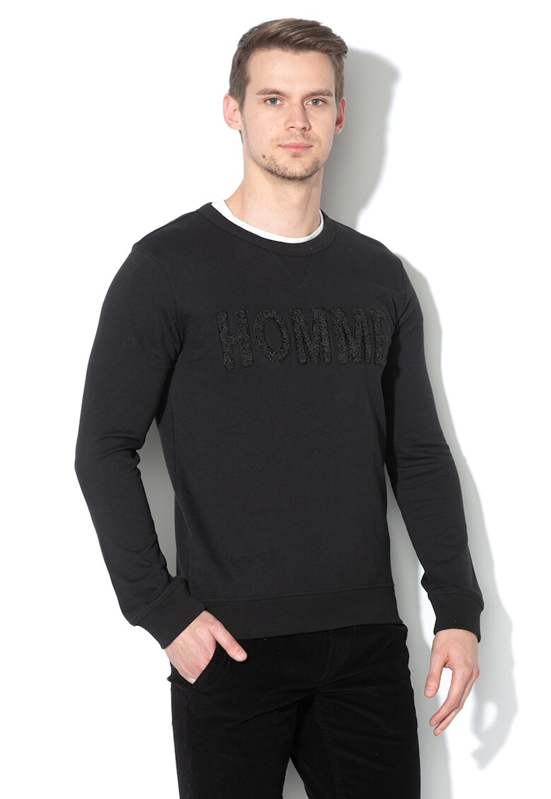 Selected Homme Bluza sport cu decolteu la baza gatului si aplicatie din material terry Jared - Pled.ro