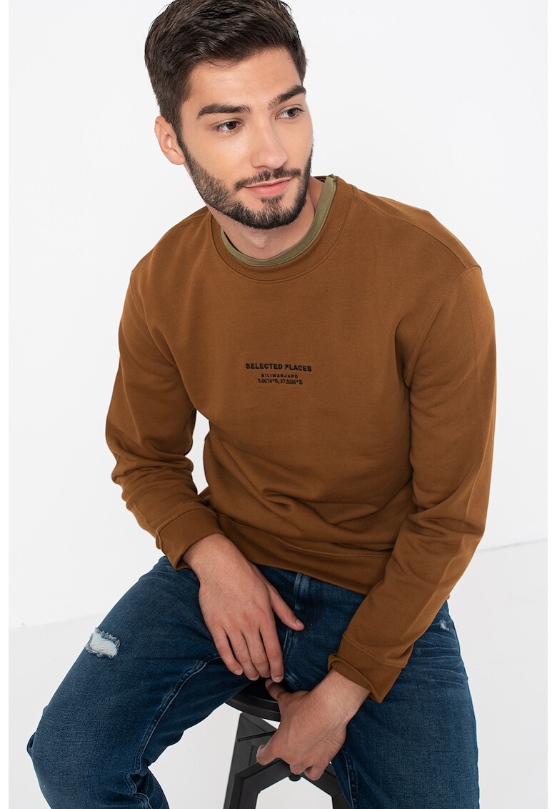 Selected Homme Bluza sport de bumbac organic cu decolteu la baza gatului Beckster - Pled.ro