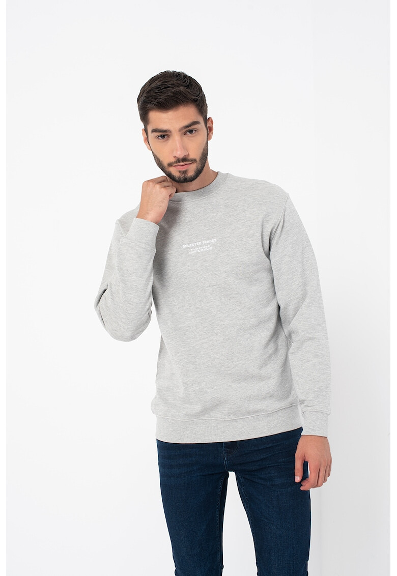 Selected Homme Bluza sport de bumbac organic cu decolteu la baza gatului Beckster - Pled.ro