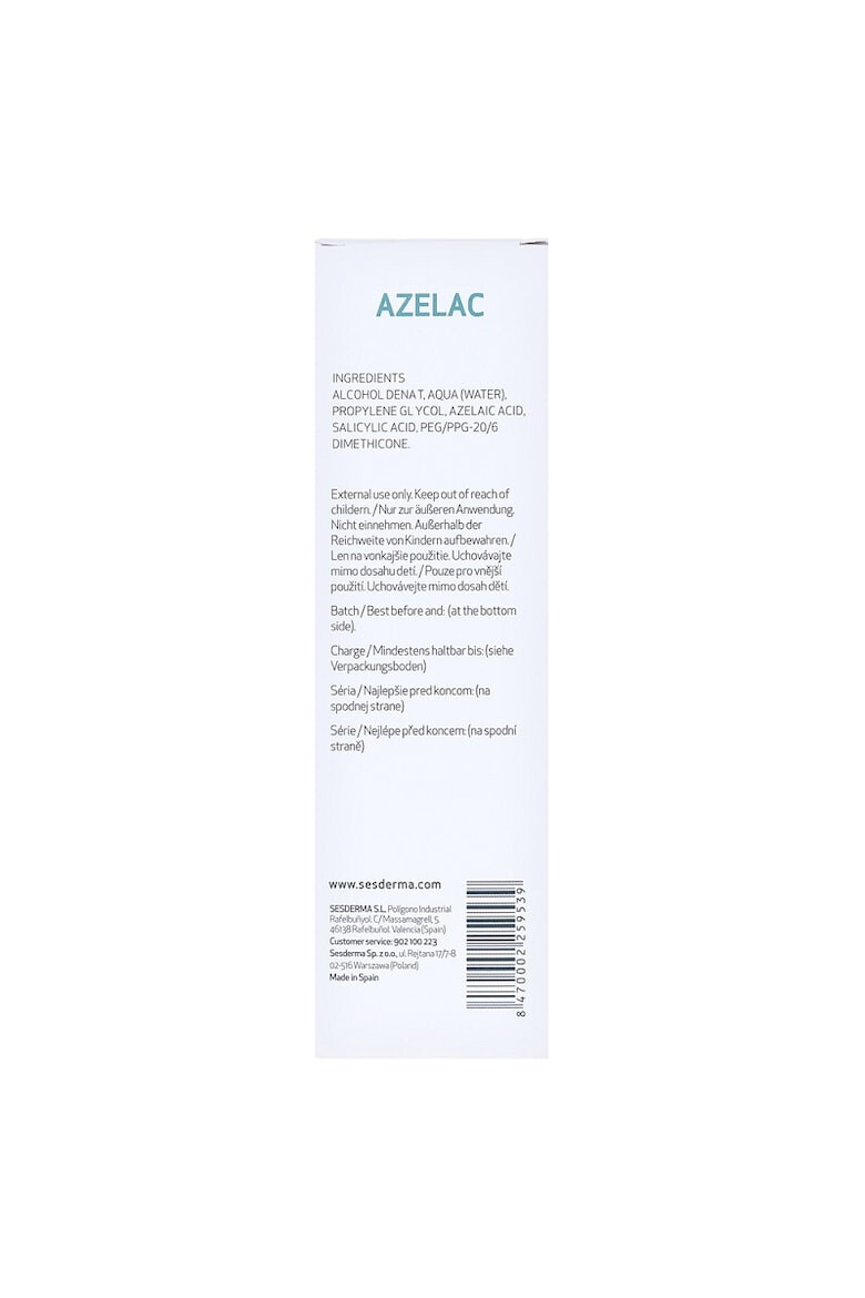 Sesderma Lotiune tratament piele rozacee/acnee pentru corp fata si par Azelac 100 ml - Pled.ro