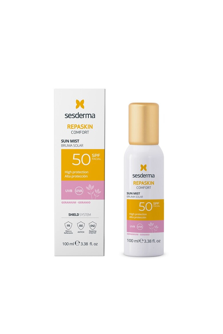 Sesderma Mist cu protectie solara SPF 50 Repaskin Comfort Sun Mist Geraniu 100 ml - Pled.ro