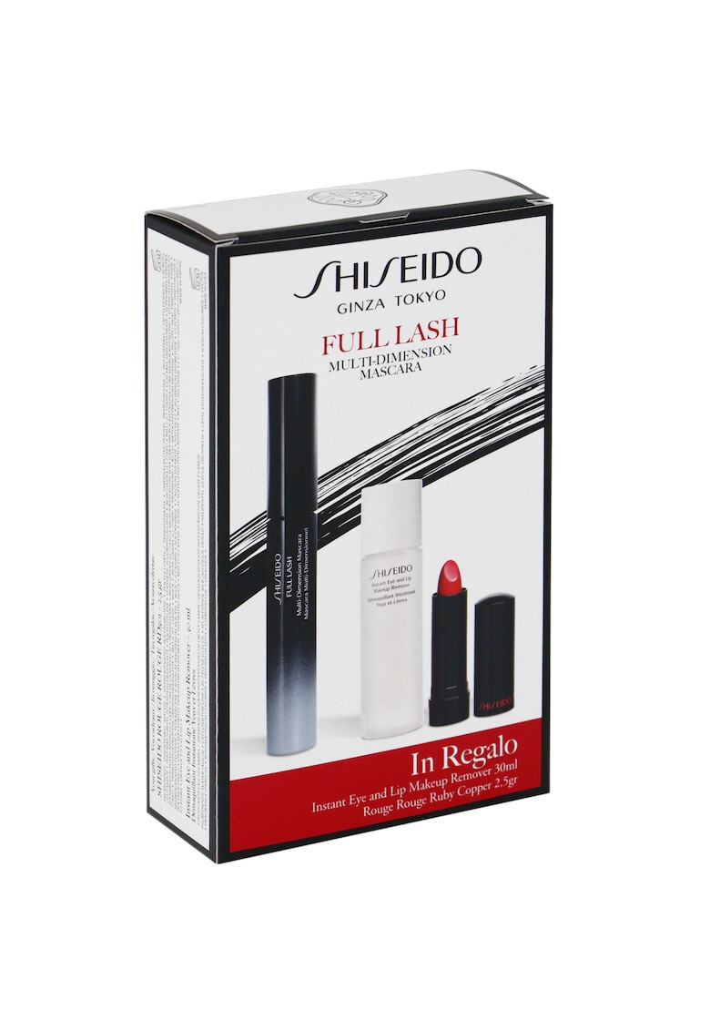 Shiseido Set : Mascara Full Las Multi-Dimension Black 8 ml + Ruj Rouge 2.5gr + Demachiant ochi si buze 30 ml - Pled.ro