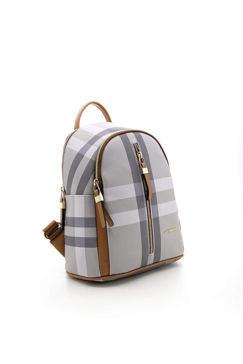 Silver&Polo Rucsac de piele ecologica cu model in carouri - Pled.ro