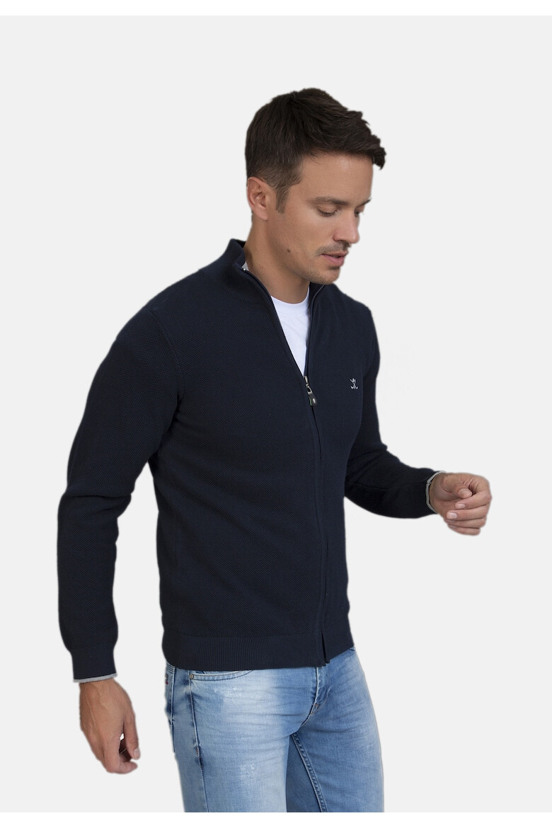 Sir Raymond Tailor Cardigan cu fermoar si detaliu cu logo discret - Pled.ro