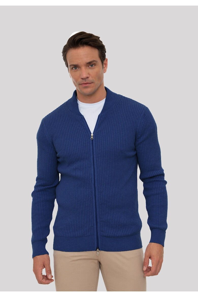 Sir Raymond Tailor Cardigan striat cu fermoar - Pled.ro