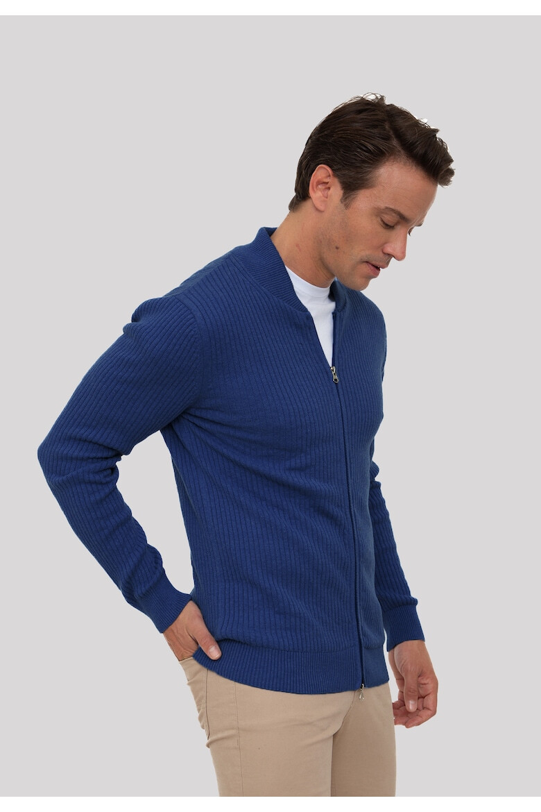 Sir Raymond Tailor Cardigan striat cu fermoar - Pled.ro