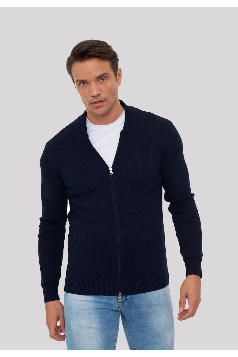 Sir Raymond Tailor Cardigan striat cu fermoar - Pled.ro