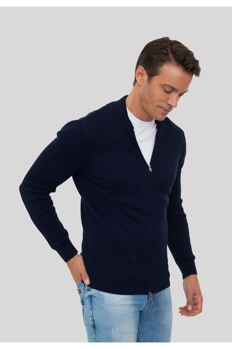 Sir Raymond Tailor Cardigan striat cu fermoar - Pled.ro