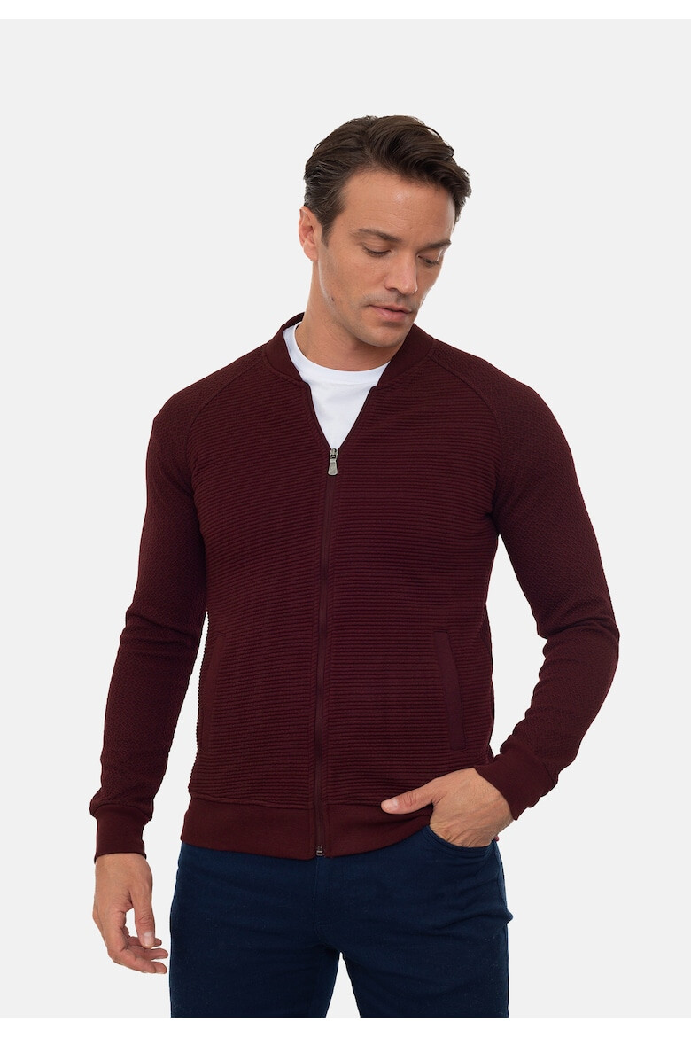 Sir Raymond Tailor Cardigan striat cu fermoar - Pled.ro