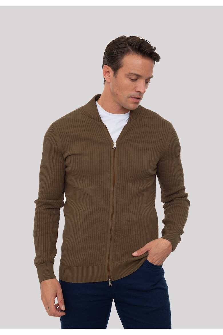 Sir Raymond Tailor Cardigan striat cu fermoar - Pled.ro