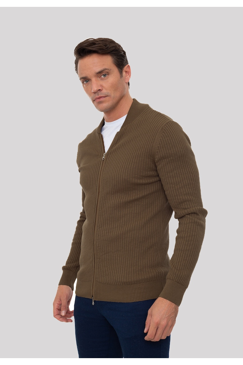 Sir Raymond Tailor Cardigan striat cu fermoar - Pled.ro