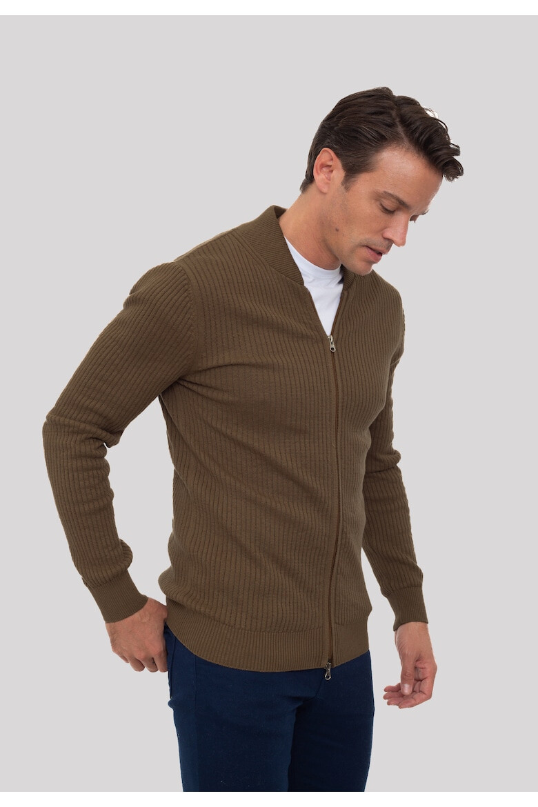 Sir Raymond Tailor Cardigan striat cu fermoar - Pled.ro