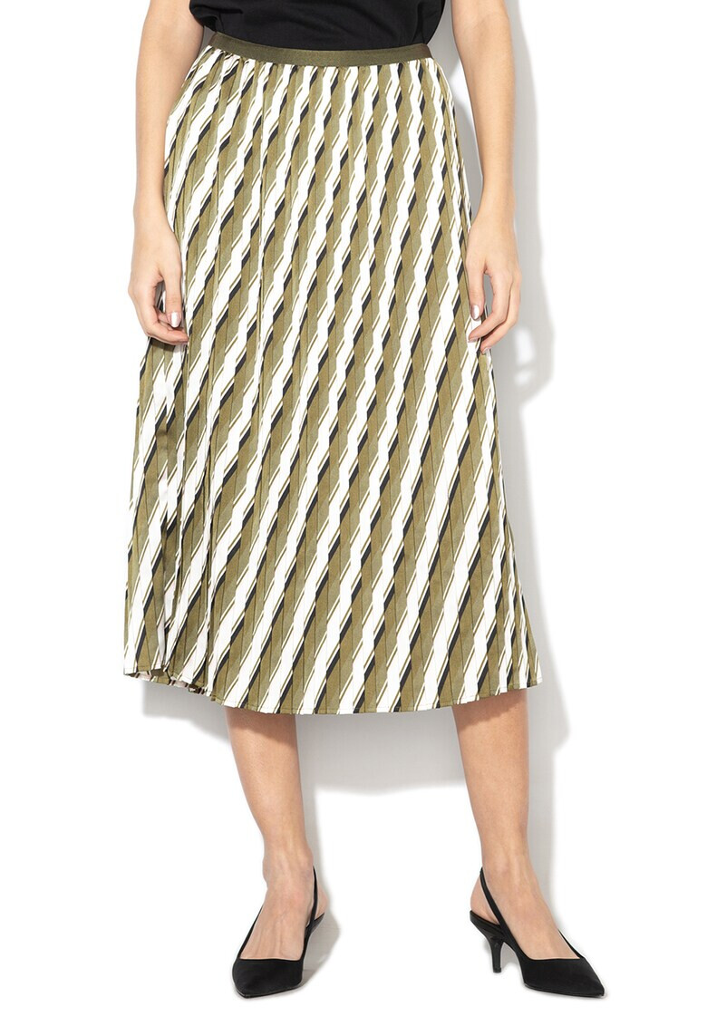 Sisley Fusta midi cu pliuri si model abstract - Pled.ro