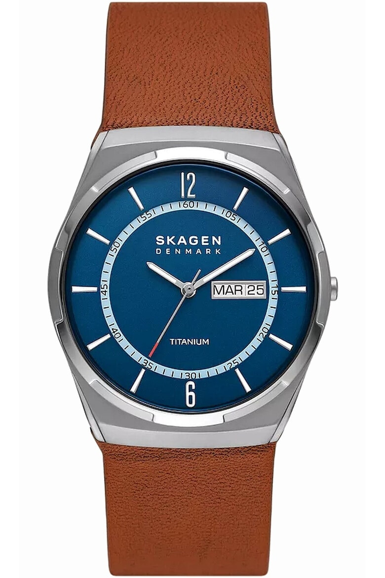 Skagen Ceas barbati Titan/Piele 5 ATM Maro/Albastru - Pled.ro