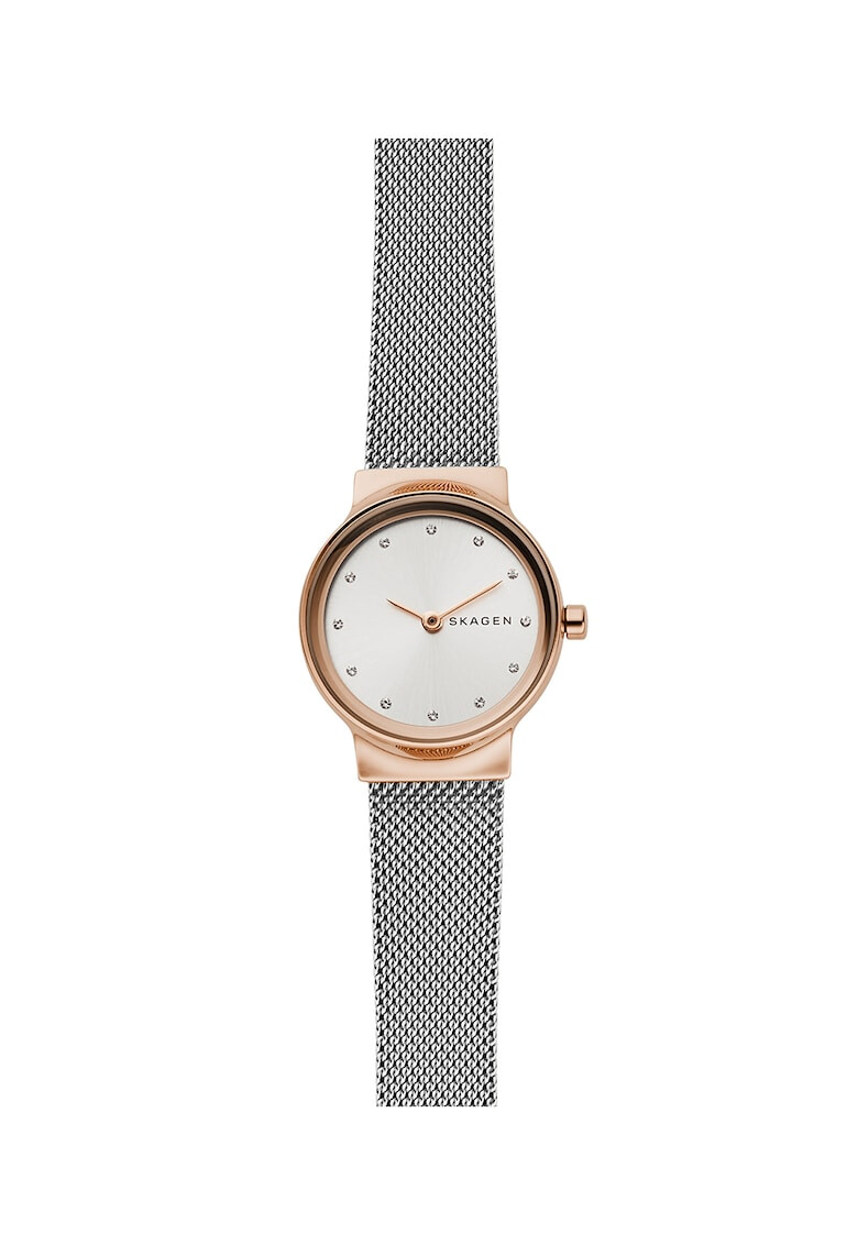 Skagen Ceas cu bratara metalica cu model plasa si cristale Freja - Pled.ro