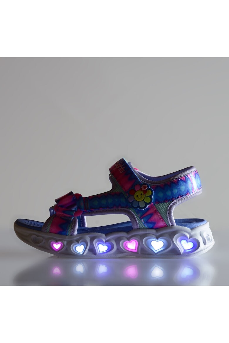 Skechers Sandale cu velcro si LED-uri pe talpa Heart Lights - Pled.ro