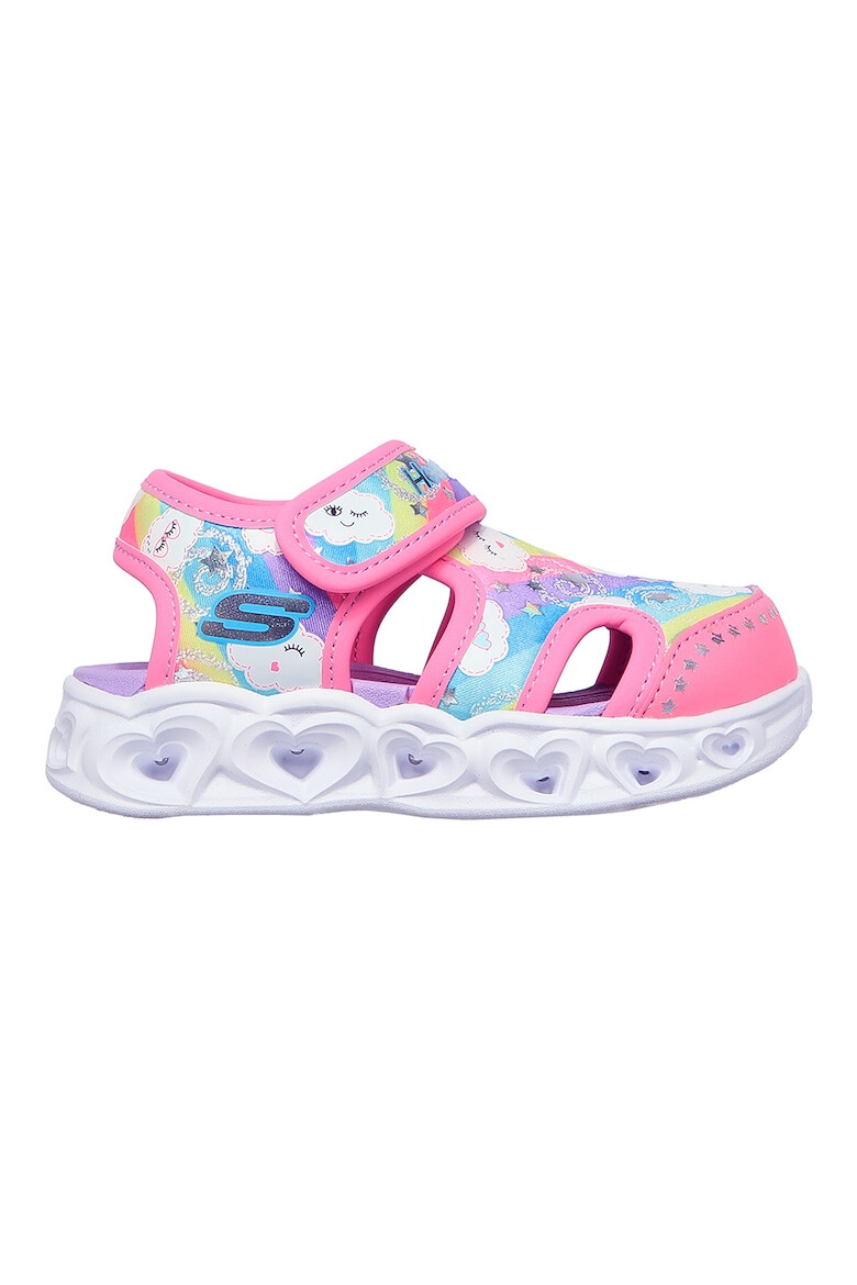 Skechers Sandale cu velcro si model colorblock Hearts Lights - Pled.ro