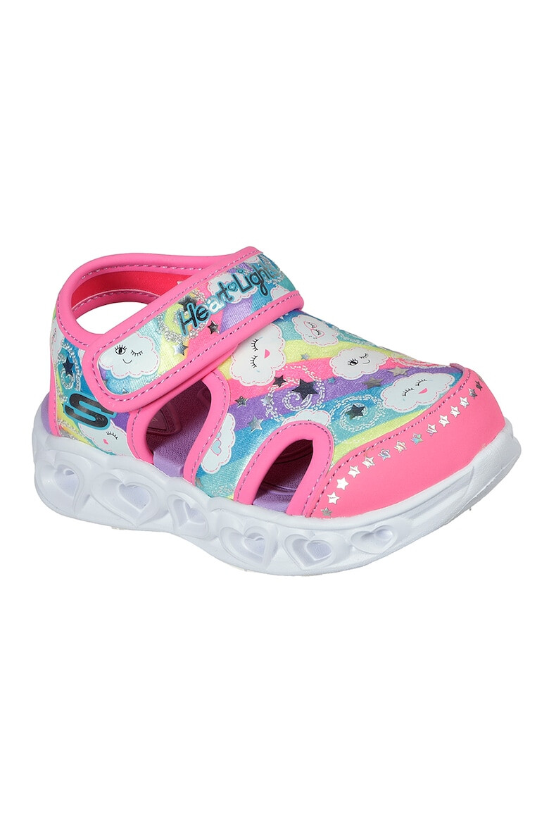 Skechers Sandale cu velcro si model colorblock Hearts Lights - Pled.ro