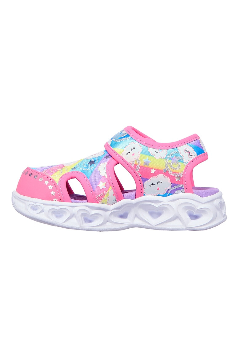 Skechers Sandale cu velcro si model colorblock Hearts Lights - Pled.ro