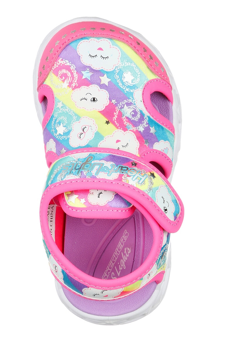 Skechers Sandale cu velcro si model colorblock Hearts Lights - Pled.ro